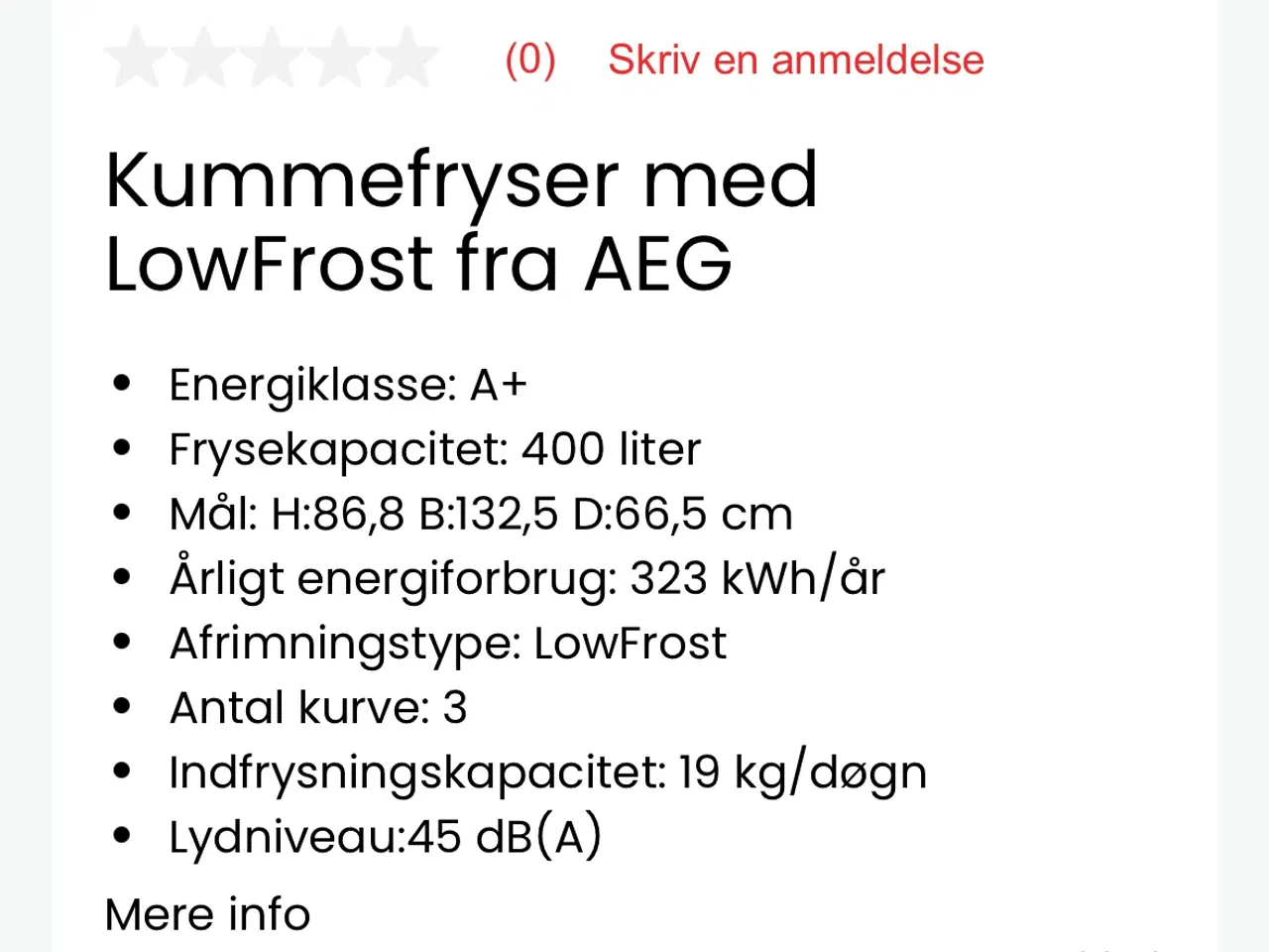 Billede 3 - Kummefryser AEG - LowFrost - til salg