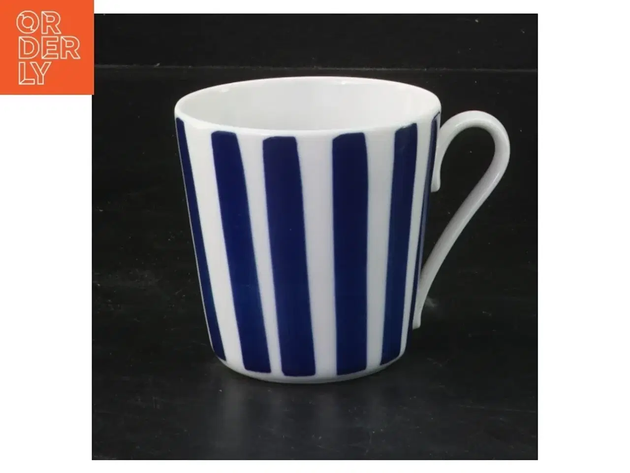 Billede 1 - Blå stribe kaffekop fra Lyngby (str. Ø 7x7 cm)