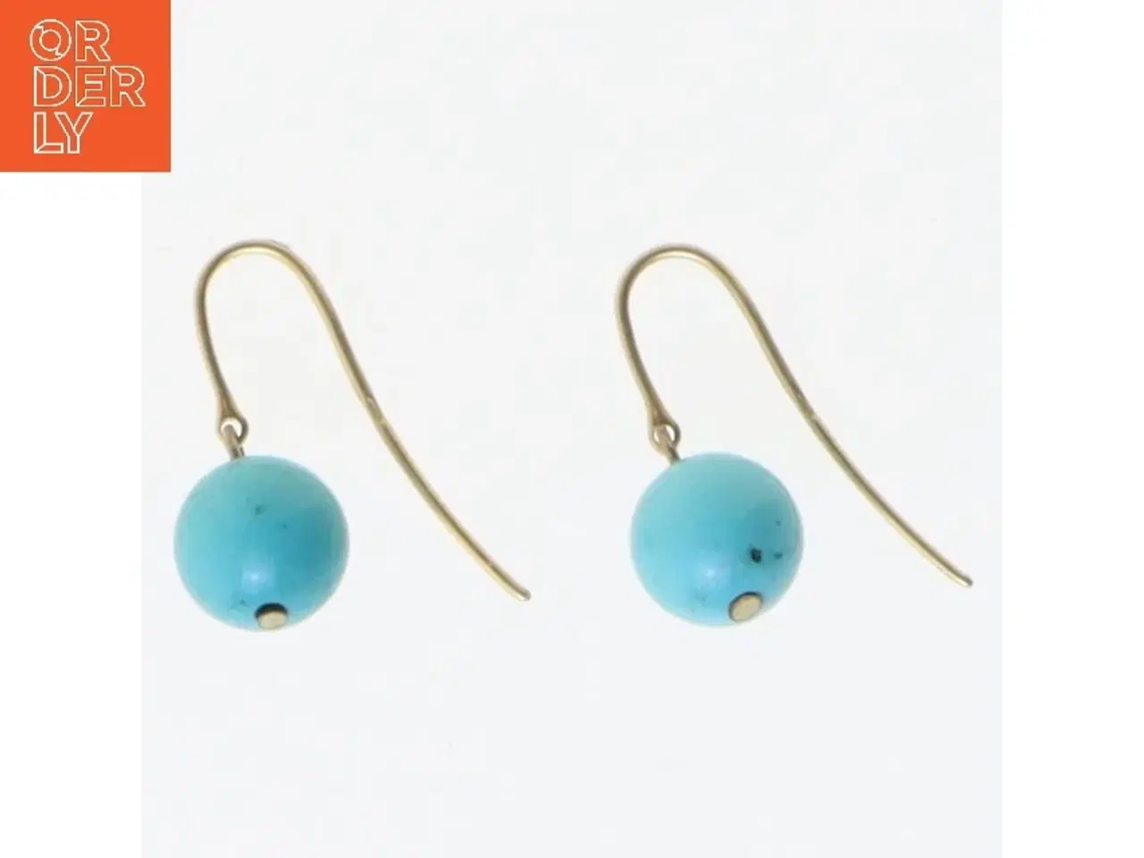 Billede 1 - Turkise øreringe med kugler (str. 2,5 cm)