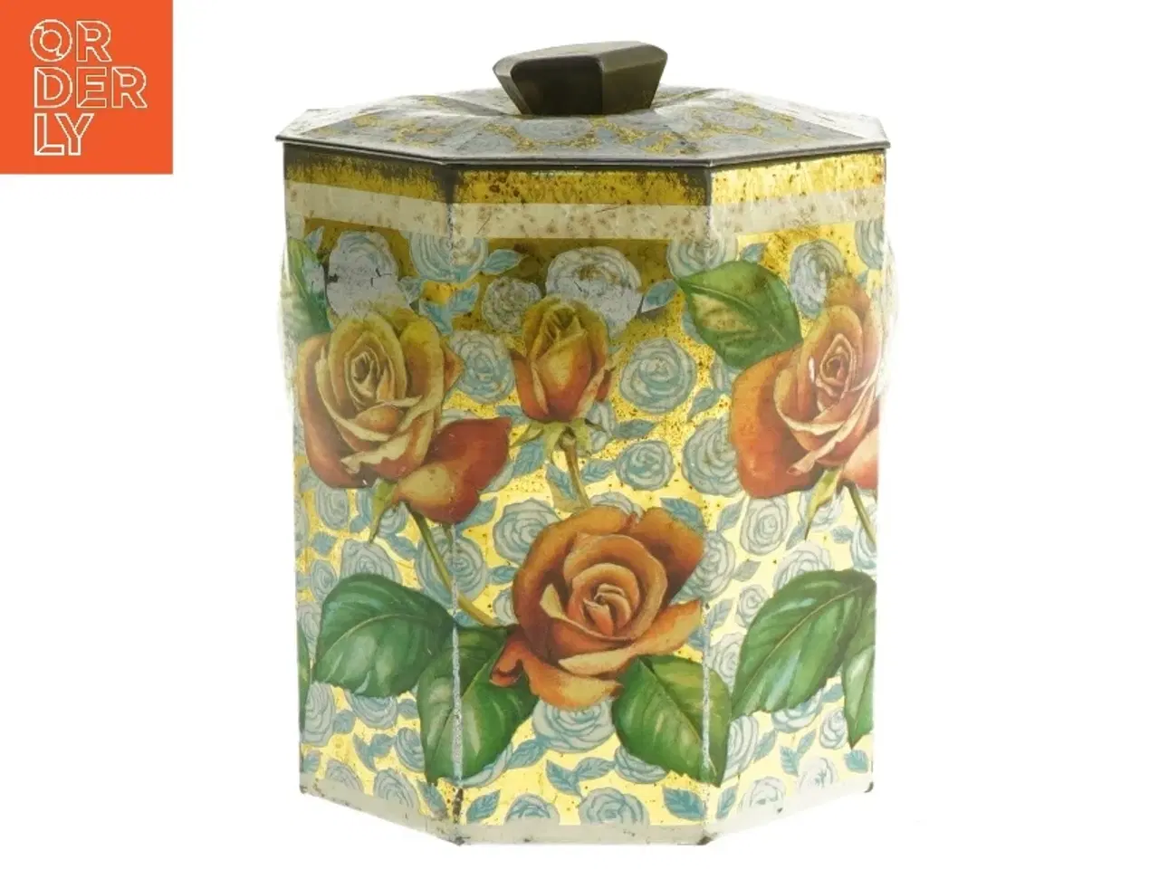 Billede 1 - Dekorativ dåse med roser (str. ø 13, 13 cm)