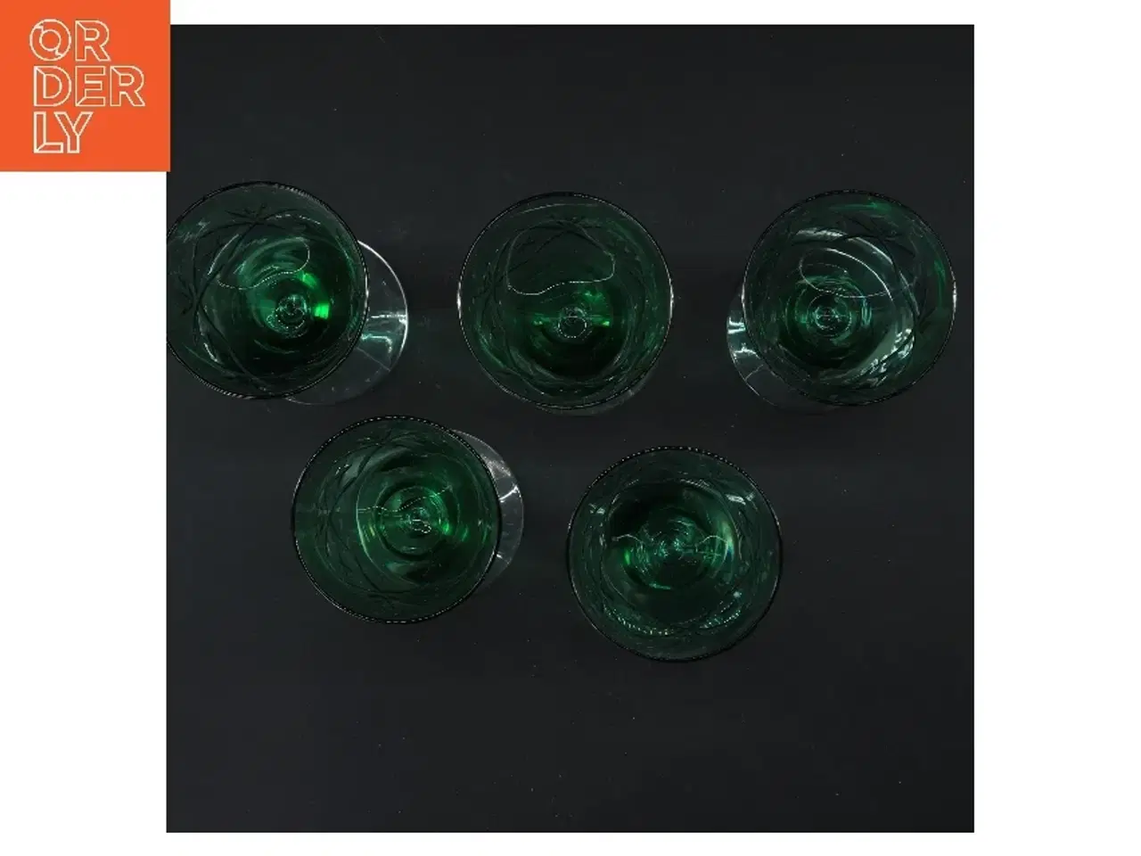 Billede 2 - Grønne Ulla glas med mønster (str. 5 stk Ø 6,5 cm længde 15 cm)