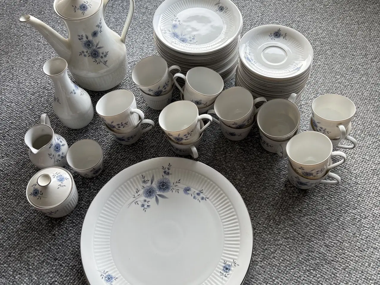 Billede 1 - Kaffestel, blå krondal