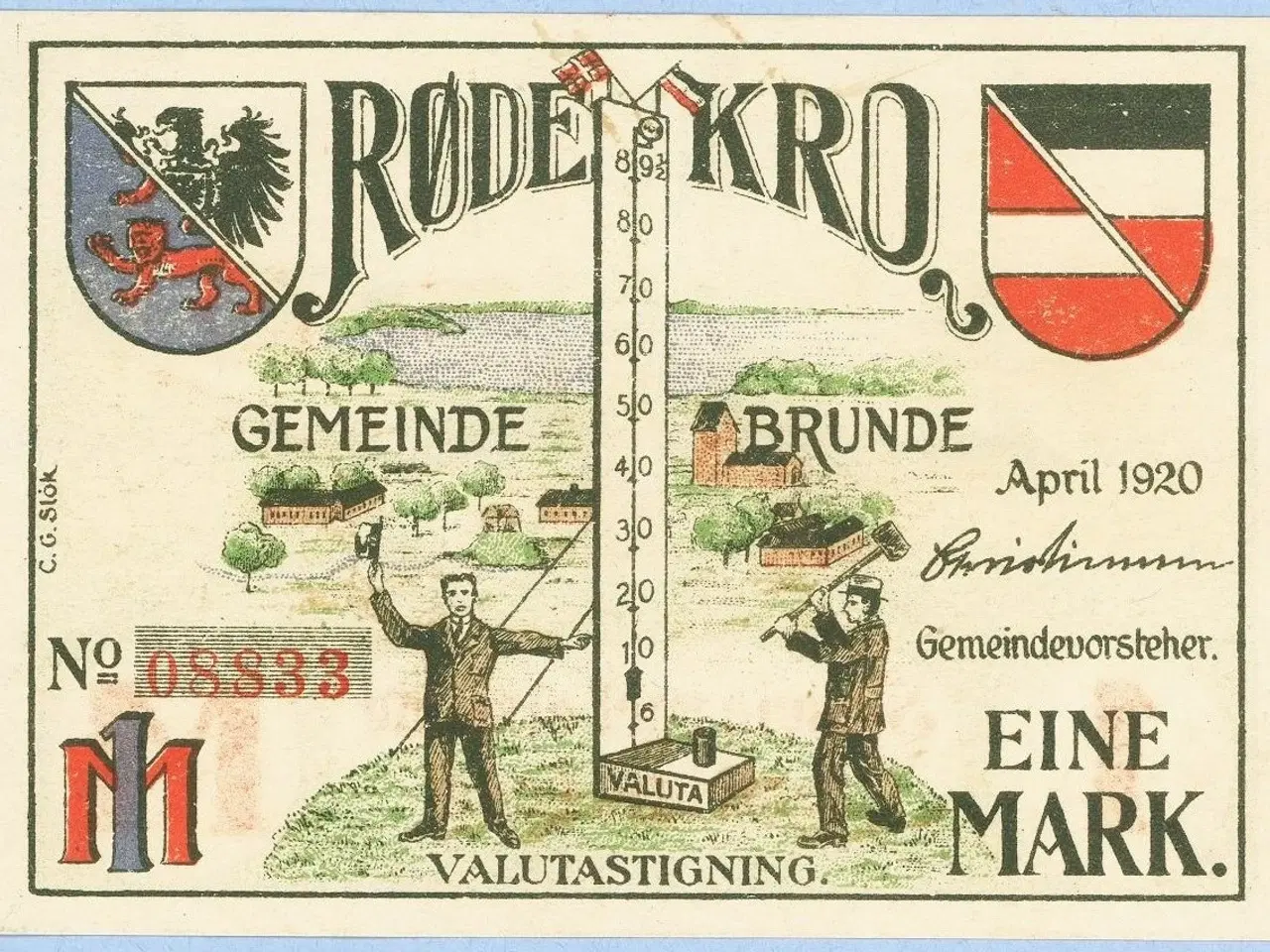 Billede 1 - Rødekro. Nødpengeseddel 1920