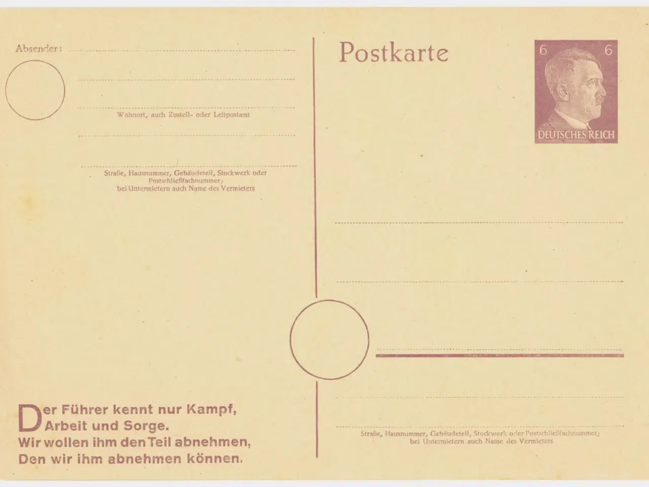 Billede 1 - Deutsches Reich, 1941. Helsagspostkort