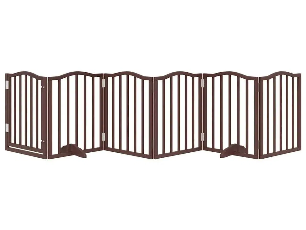 Billede 3 - Hundelåge med dør 6 paneler 300 cm foldbar poppeltræ brunt eg