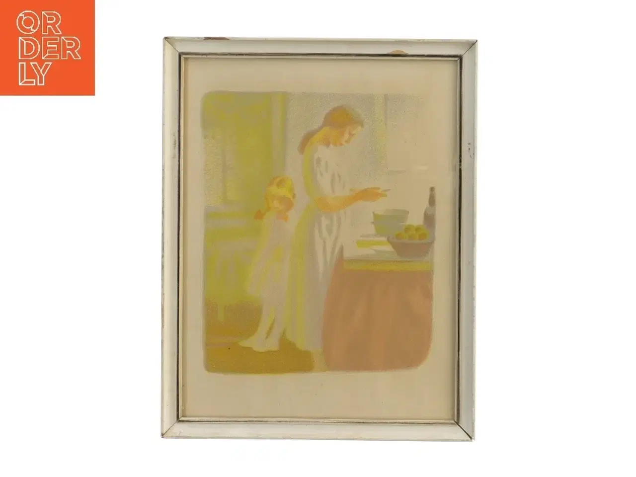 Billede 1 - Billede med kvinde og barn i køkken (str. 32,5x25,5 cm) fra Sikker Hansen