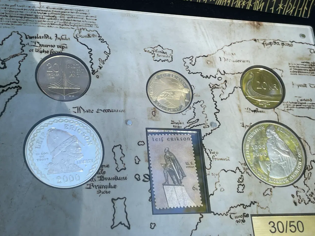 Billede 2 - Leiv Eriksson myntsæt, guld medalja 7,78 gr. (375)