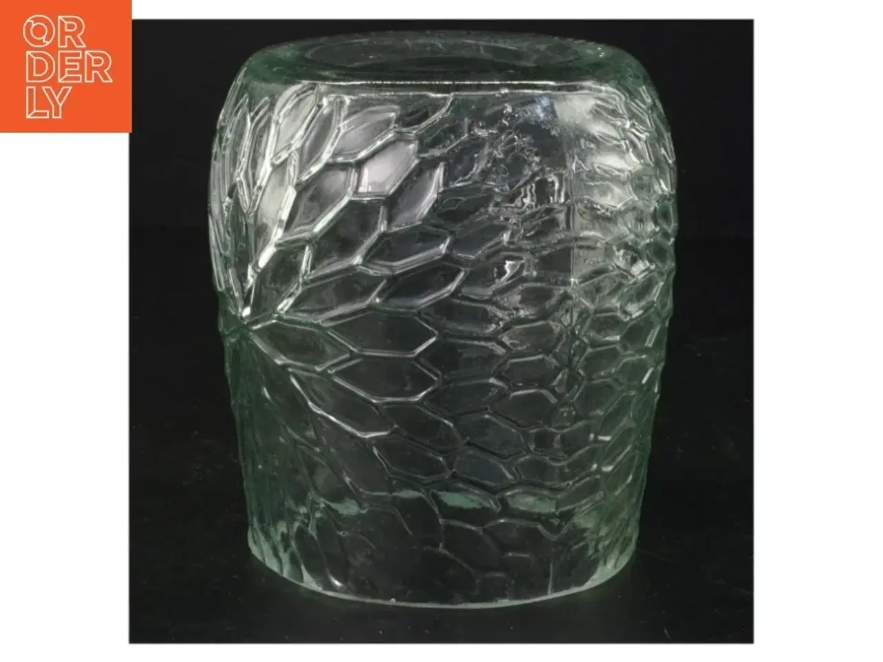 Billede 2 - Presset Glas vase i smukt Is Krystal mønster  (str. 12 x ø, 10 cm)