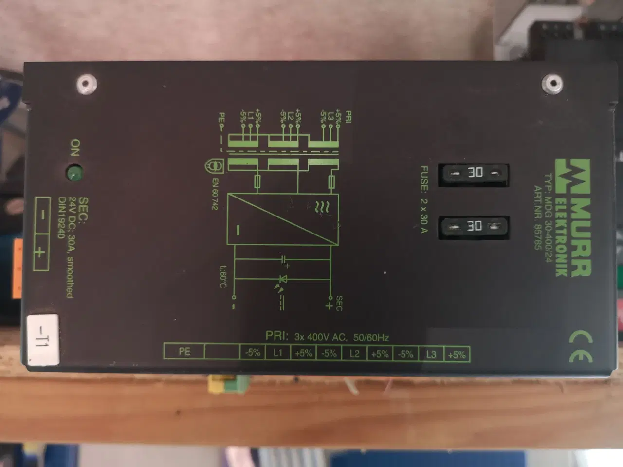 Billede 1 - 24v 30A Strømforsyning Murr 3x400v