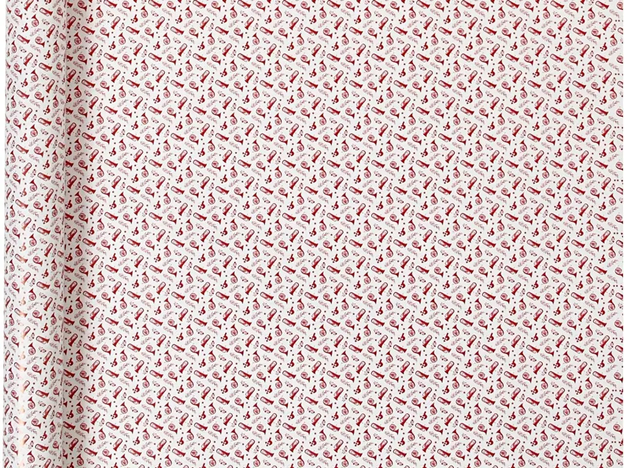 Billede 1 - Gavepapir, trompet, B: 70 cm, 80 g, rød, hvid, 4m/ 1 rl.