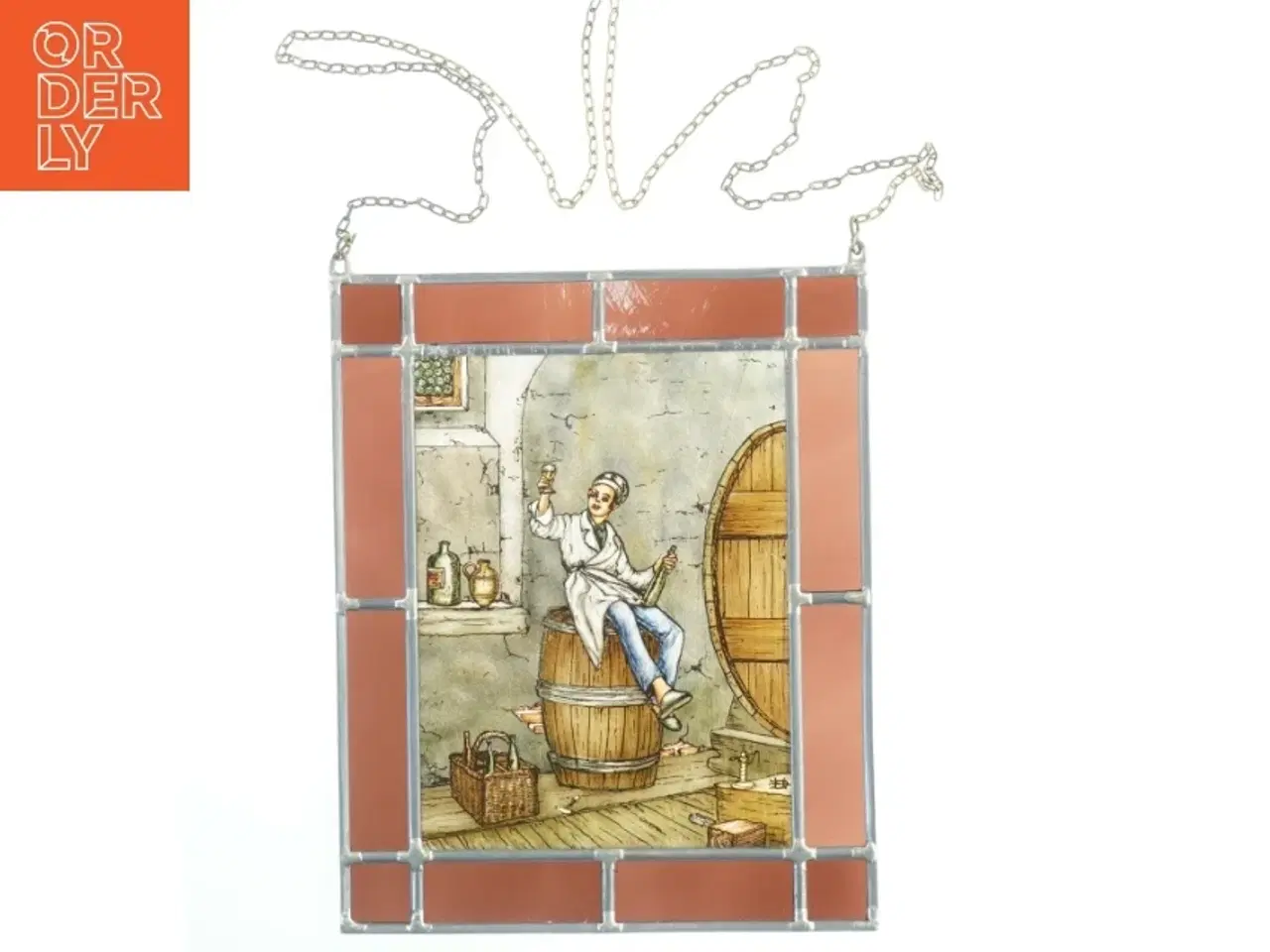 Billede 2 - Blyindfattet glasvindue med billede (str. 32x25,5 cm)