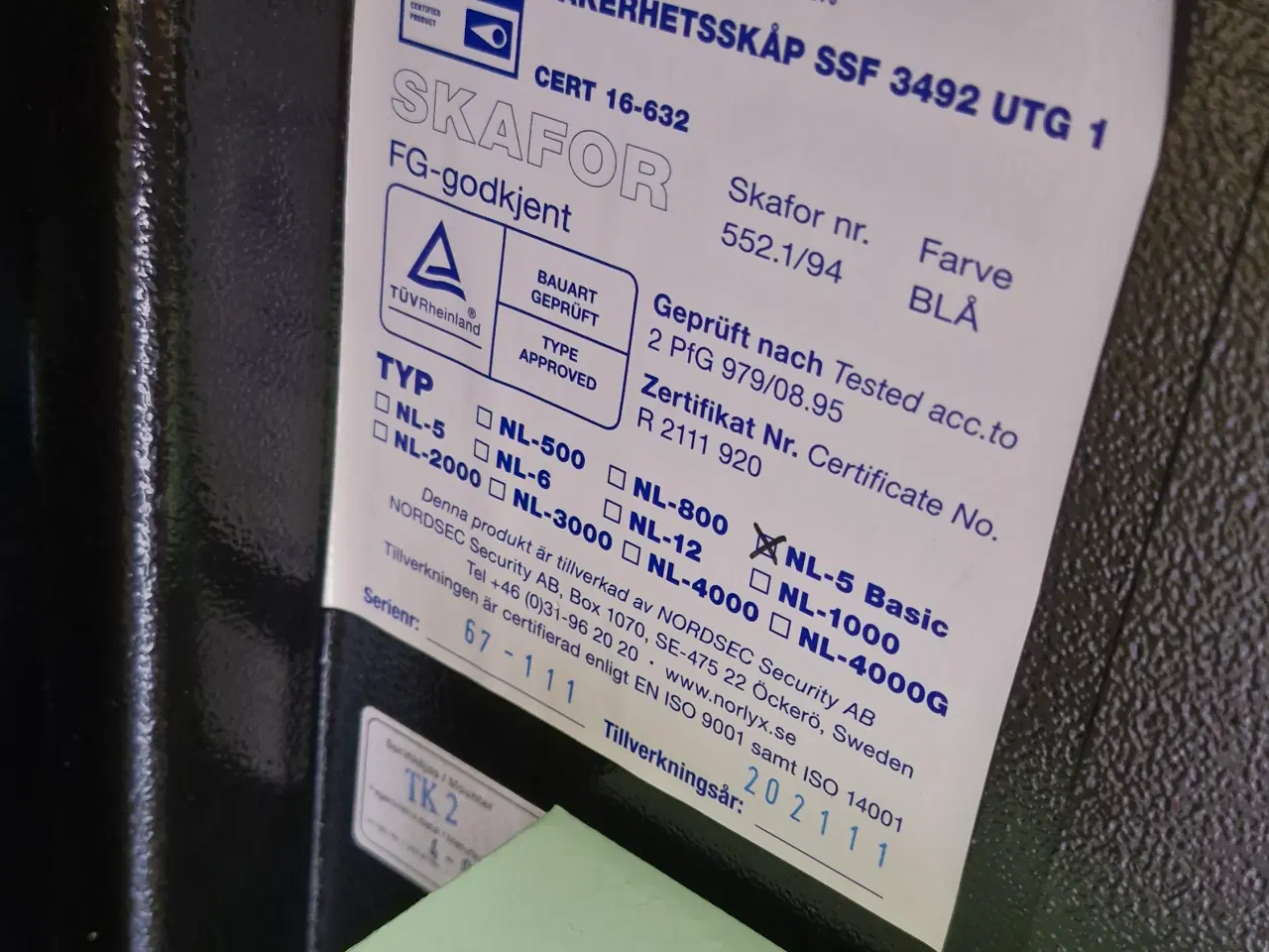 Billede 5 - Scandium Våbenskab HL-5 til 5 Våben