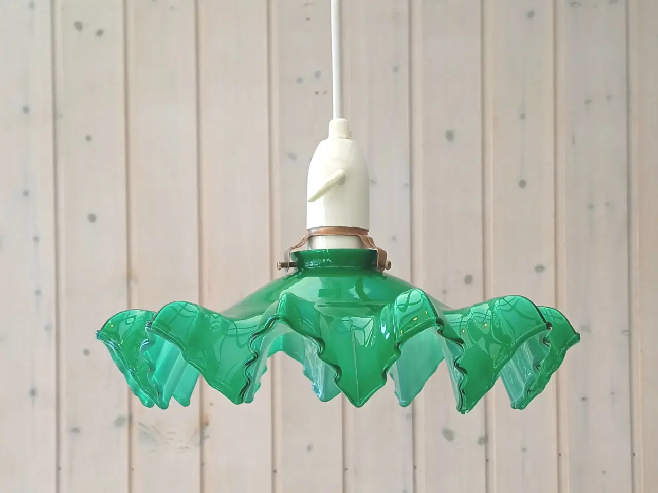 Billede 5 - Retro/vintage loftlampe med grøn glasskærm