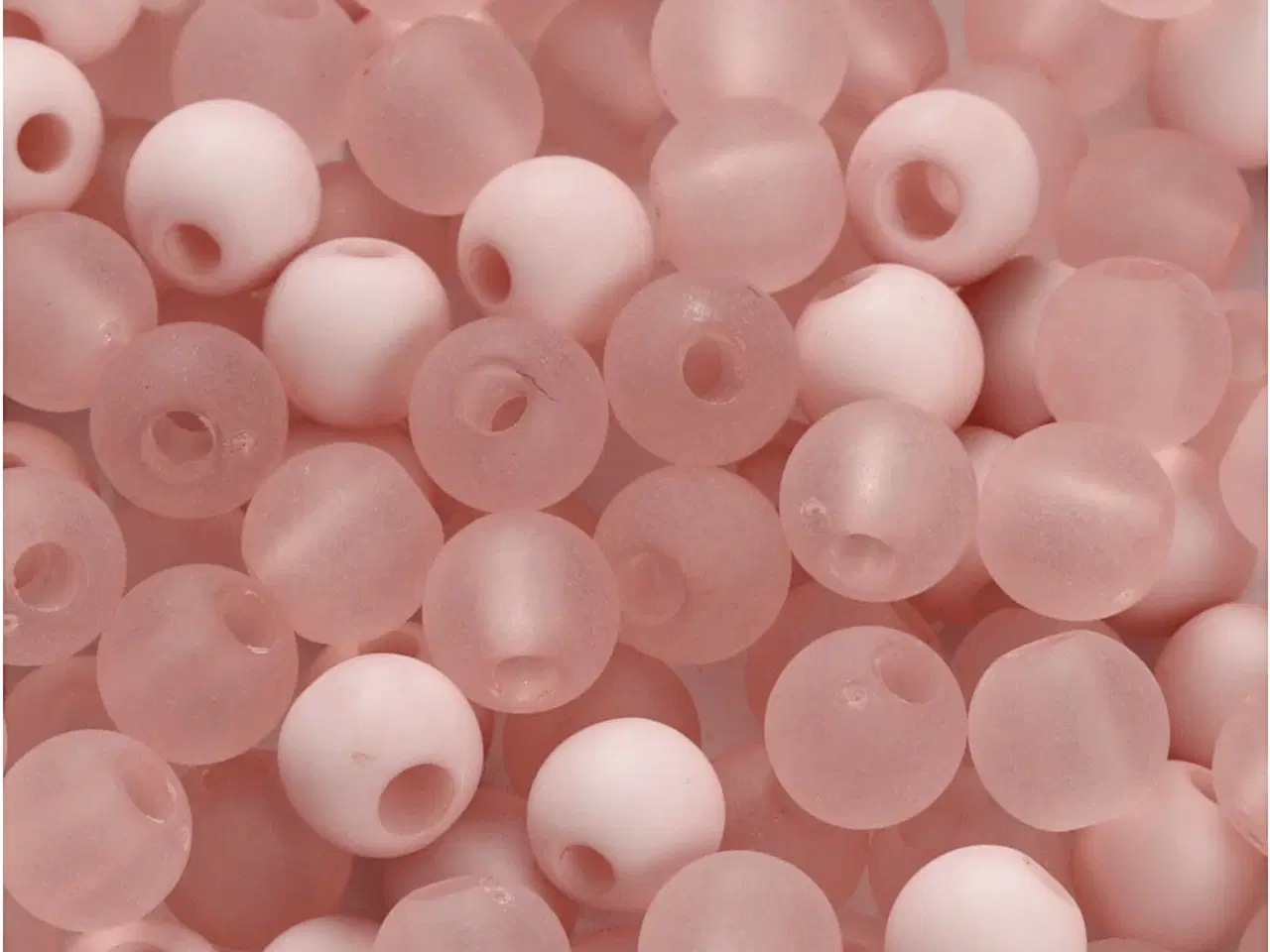 Billede 1 - Plastperler, diam. 6 mm, hulstr. 2 mm, rosa, 40g/ 1 pk.