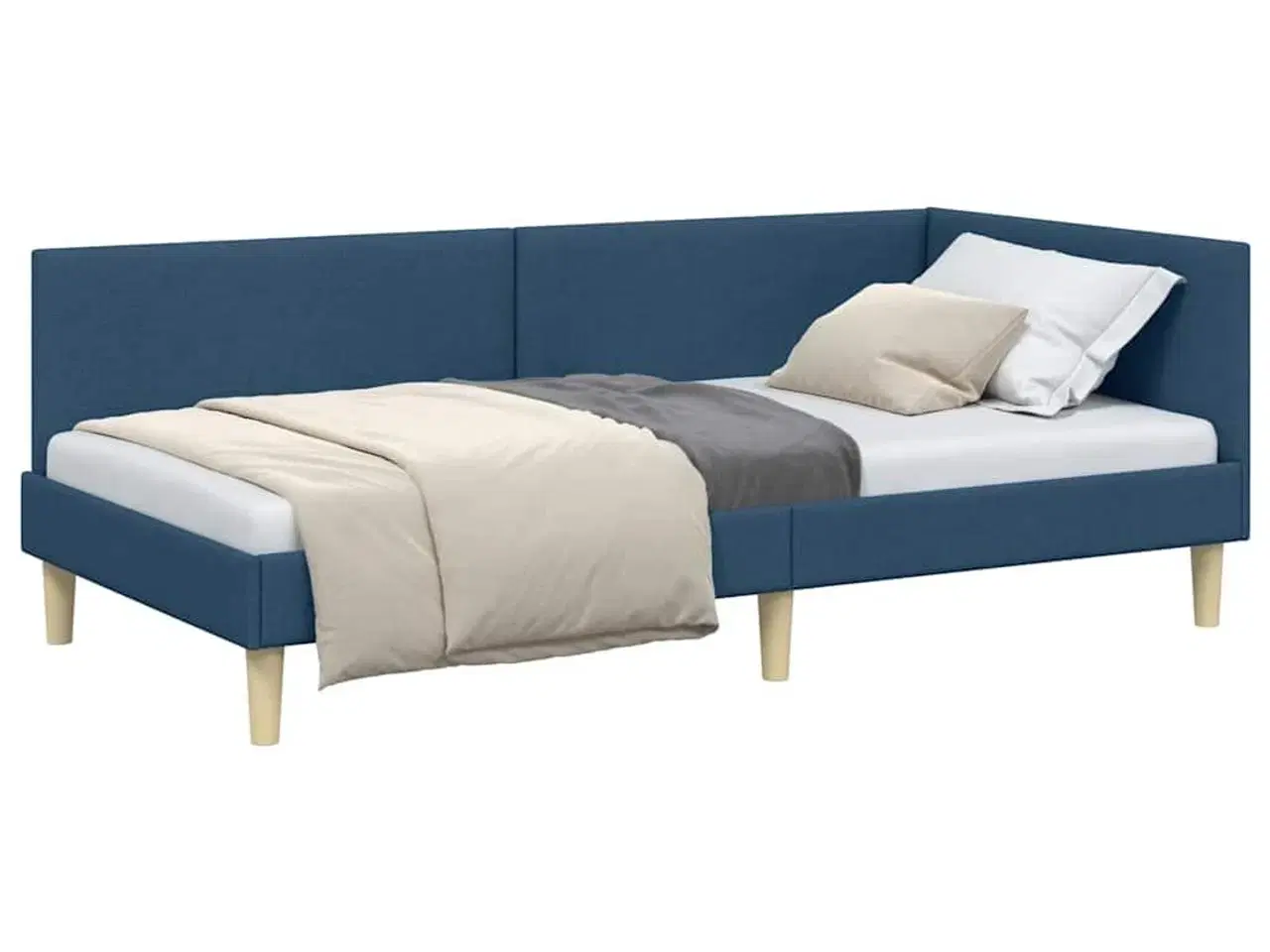 Billede 3 - Hjørnesengramme Andet Blå 90 x 200 cm Stof og Ingeniørtræ