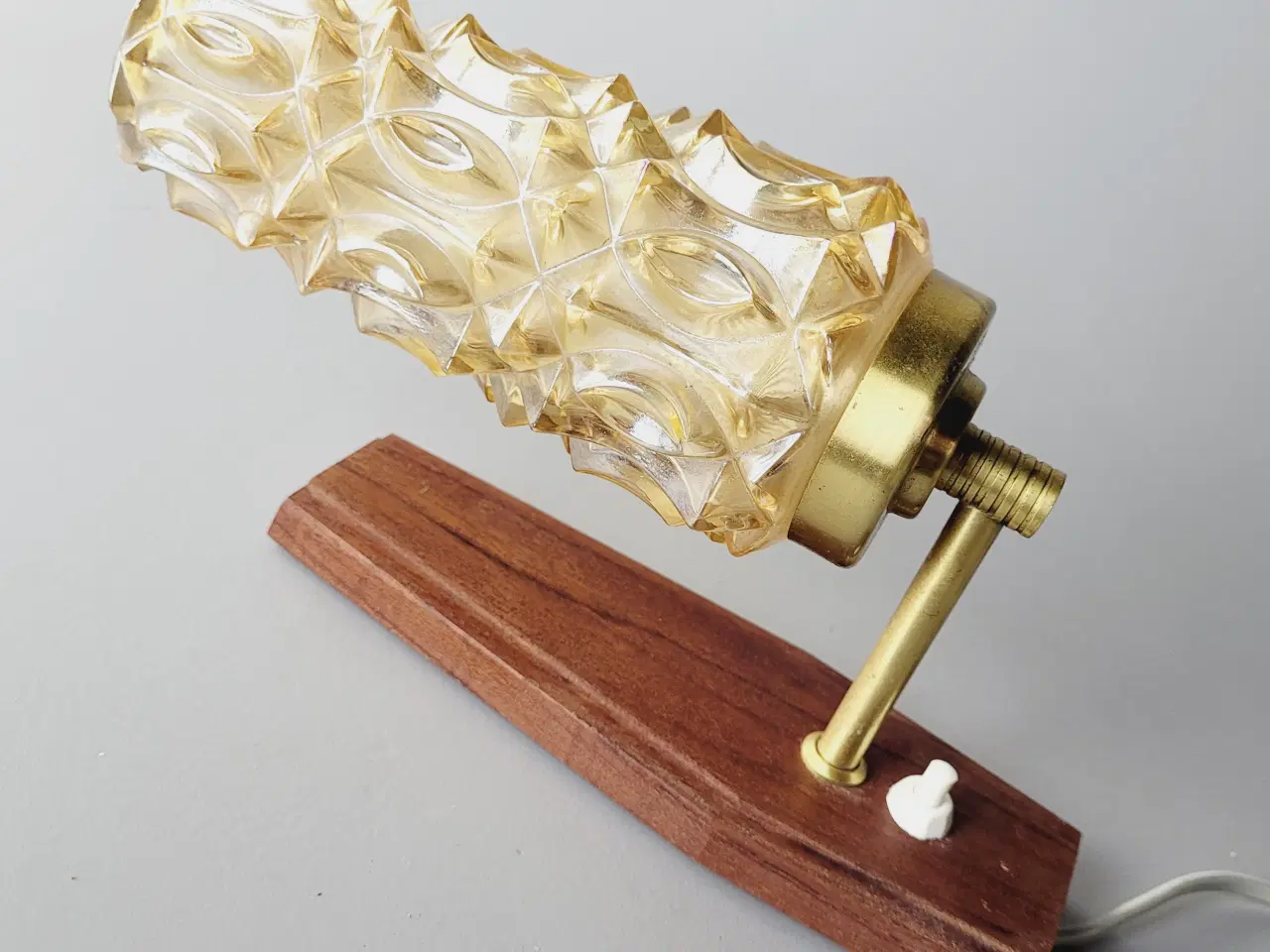 Billede 6 - ⭐️· Retro Væglampe i Teak, Messing, Mønstret Glas