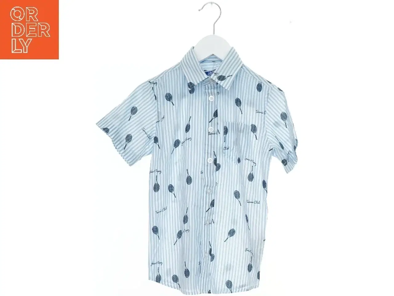 Billede 1 - Kortærmet skjorte med striber og tennisprint fra Jack & Jones (str. 128)