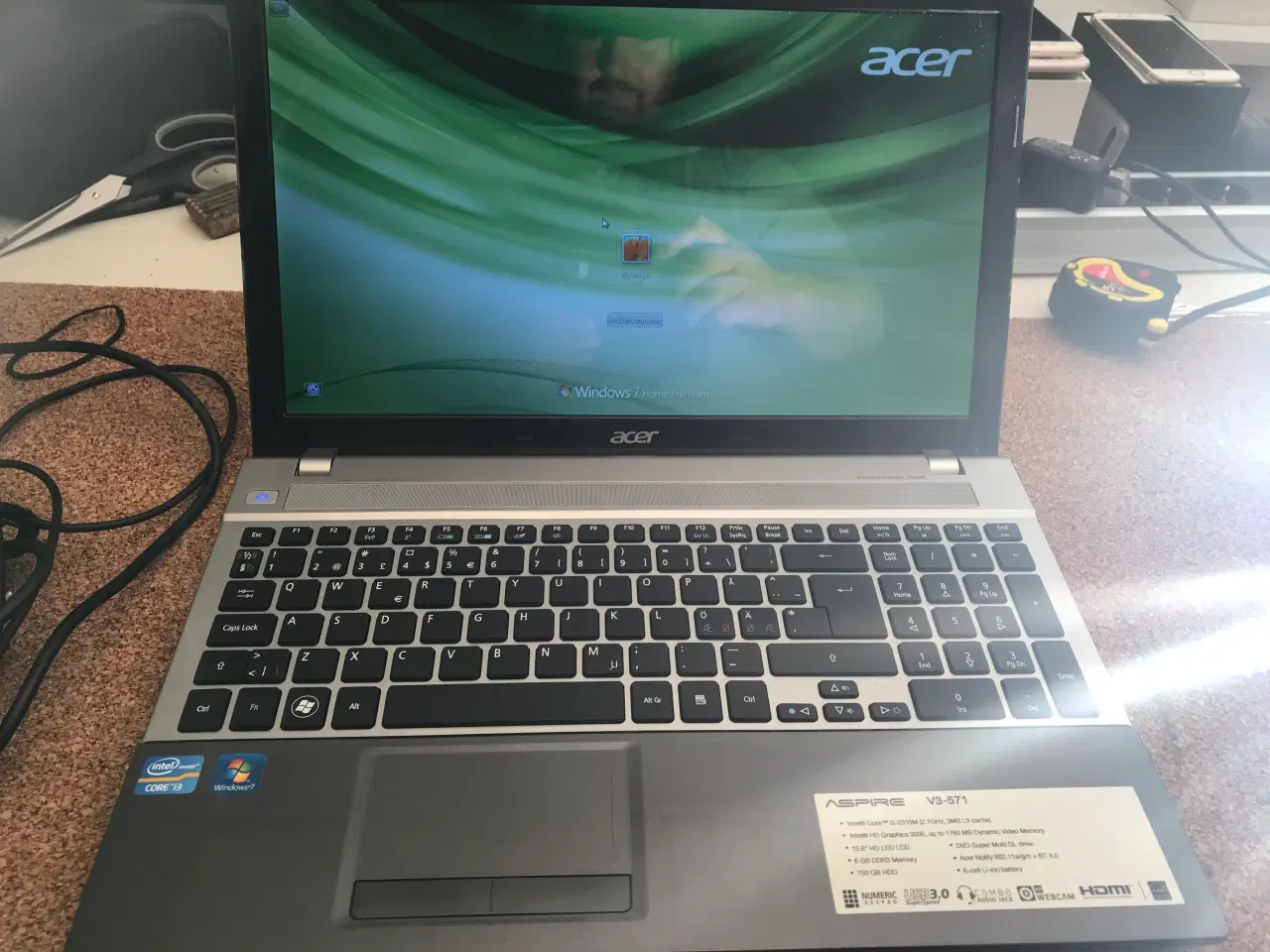 Billede 5 - Acer Aspire V3-571, i3 2,1 GHz, 6 GB ram, 750 GB 