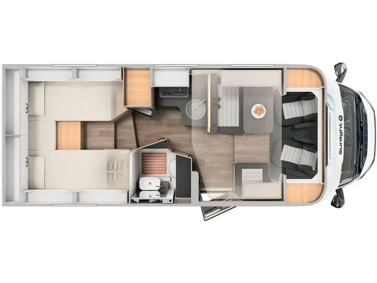 Billede 2 - 2026 - SunLight T 66 S Adventure   Ny grundplan med enkeltsenge, sænkeseng og under 7 meter, med automatgear