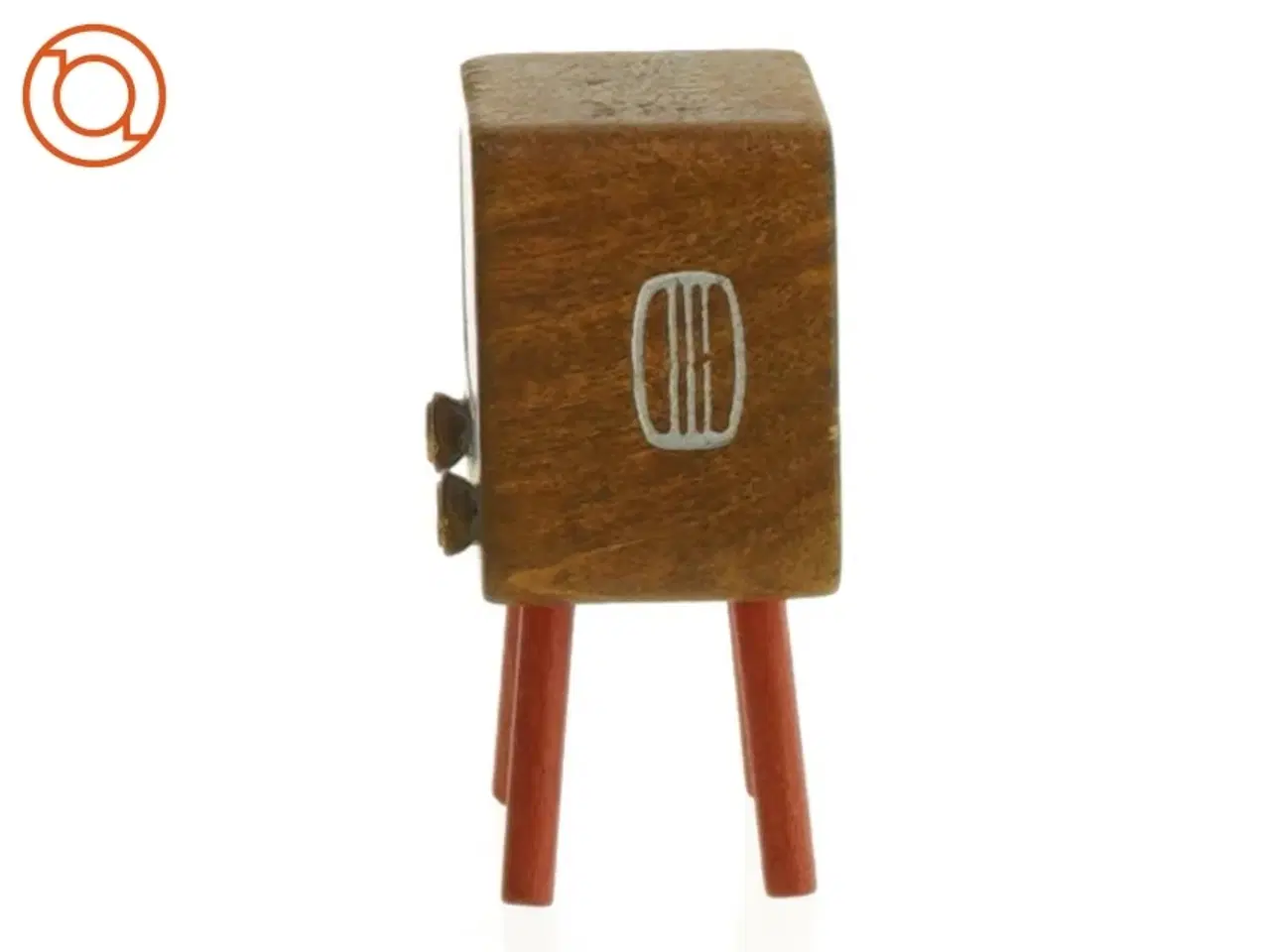 Billede 2 - Ældre Træ TV til dukkehus (str. 6 x 4 cm)