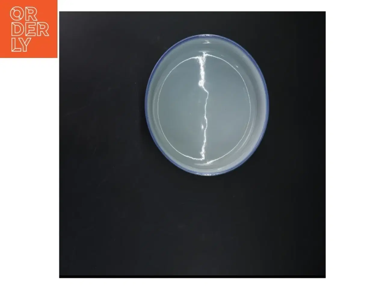 Billede 2 - Hvid keramisk skål med blå kant (str. Ø 20,5 cm)