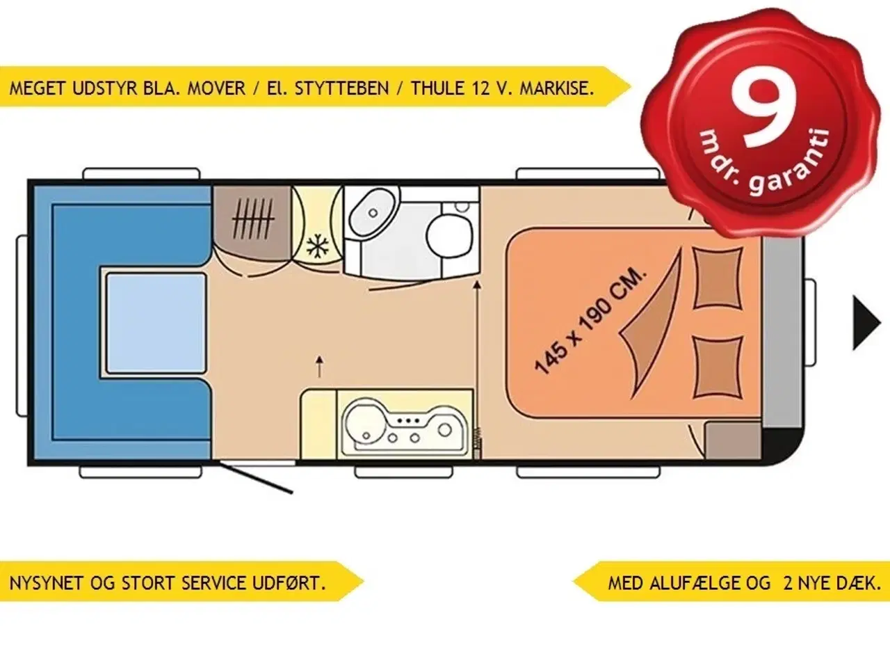 Billede 1 - 2021 - Hobby Excellent 540 UFF   MEGET UDSTYR BLA. MOVER / El. STYTTEBEN / THULE 12 V. MARKISE.