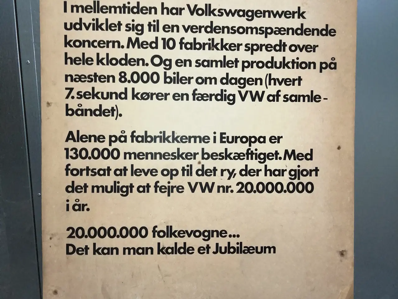 Billede 1 - VW forhandler reklame - Weltmeister 1972