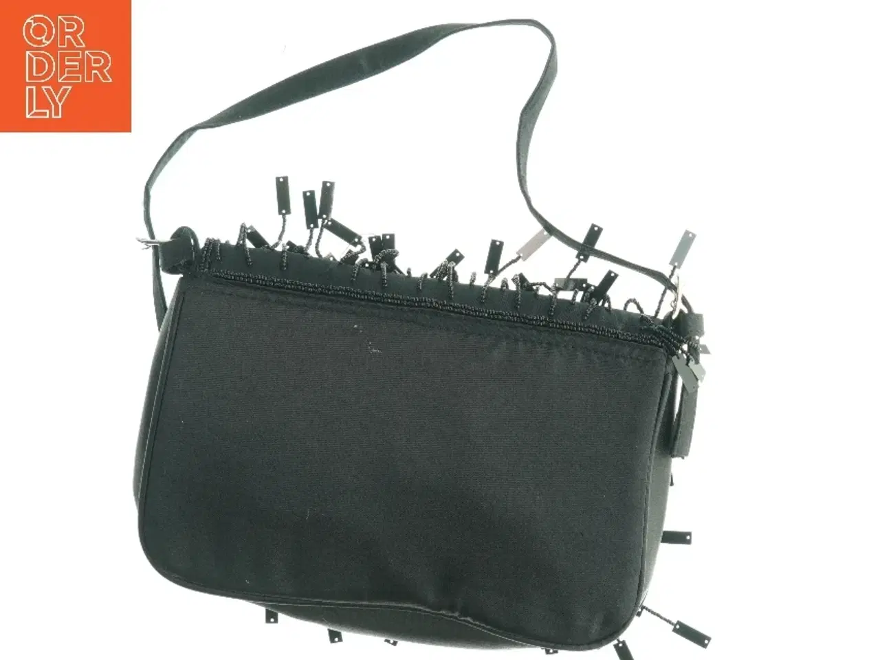 Billede 2 - Sort skuldertaske med frynser (str. 24 x 16 cm)