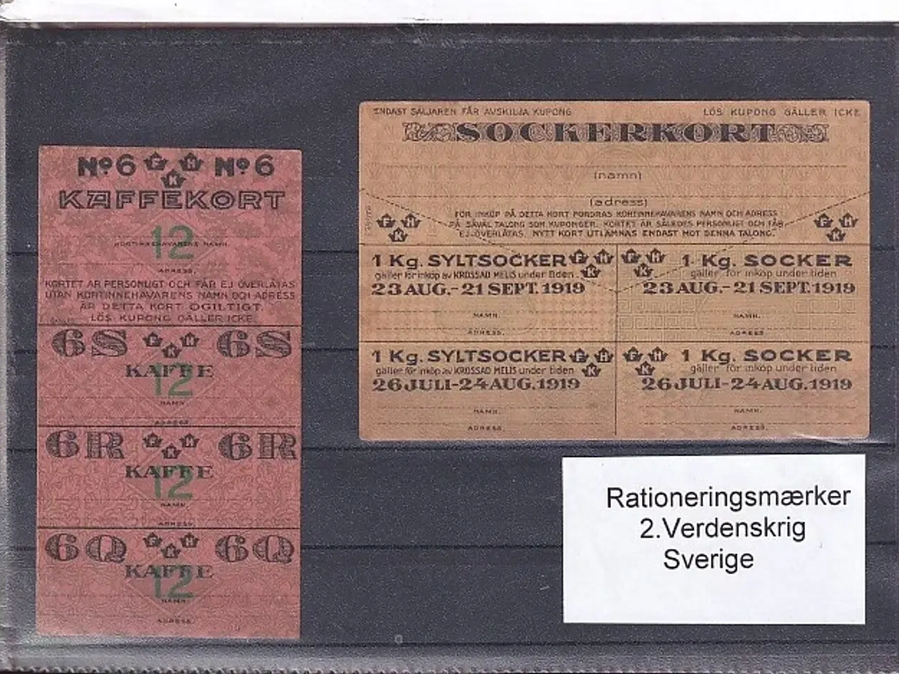 Billede 1 - Rationeringsmærker - 2. Verdenskrig - Sverige