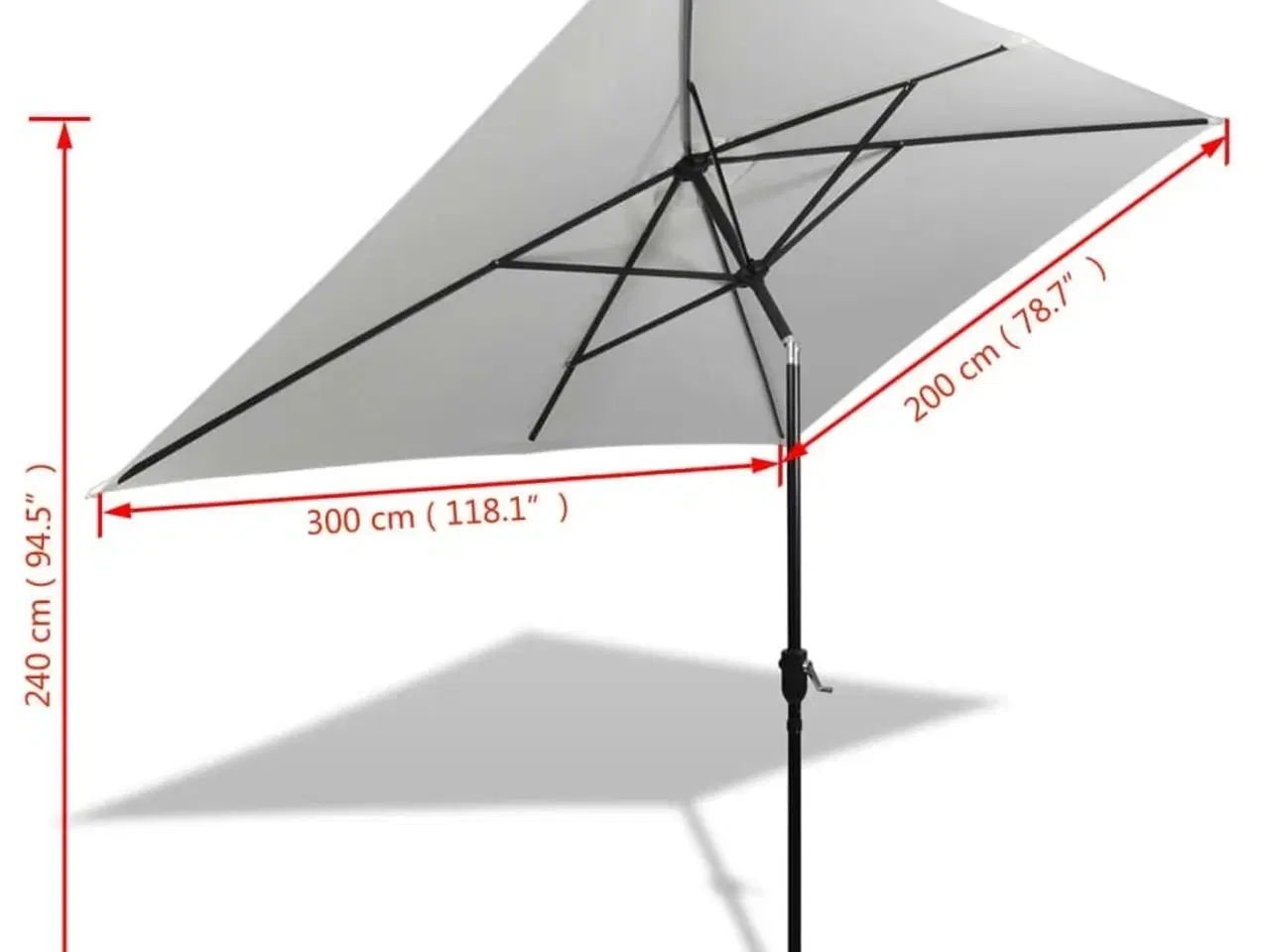 Billede 6 - 40772 parasol 200 x 300 cm sandhvid rektangulær