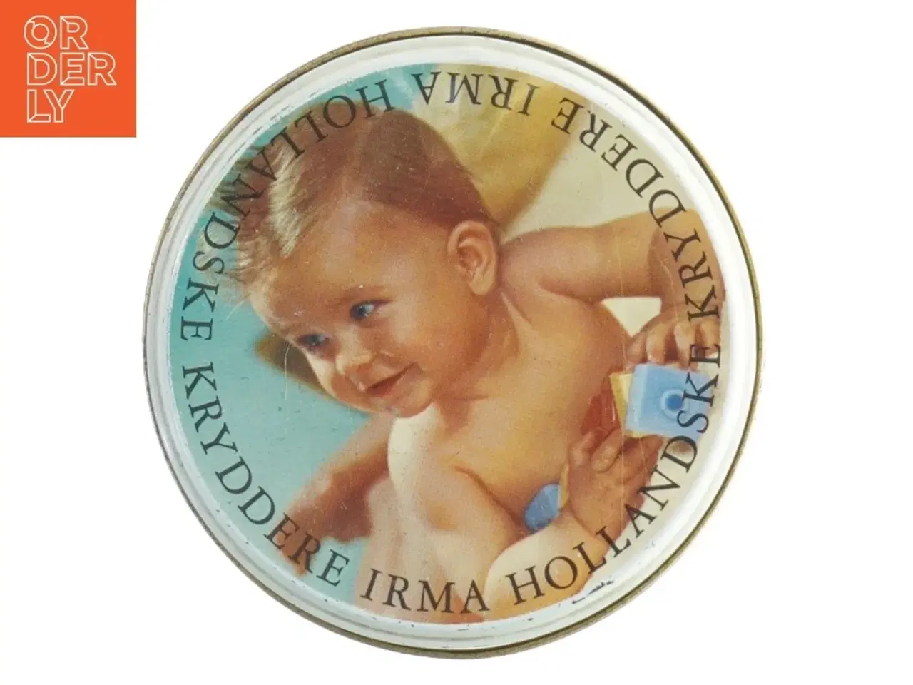 Billede 2 - Vintage Irma Rund metaldåse med børneprint (str. 19 cm)