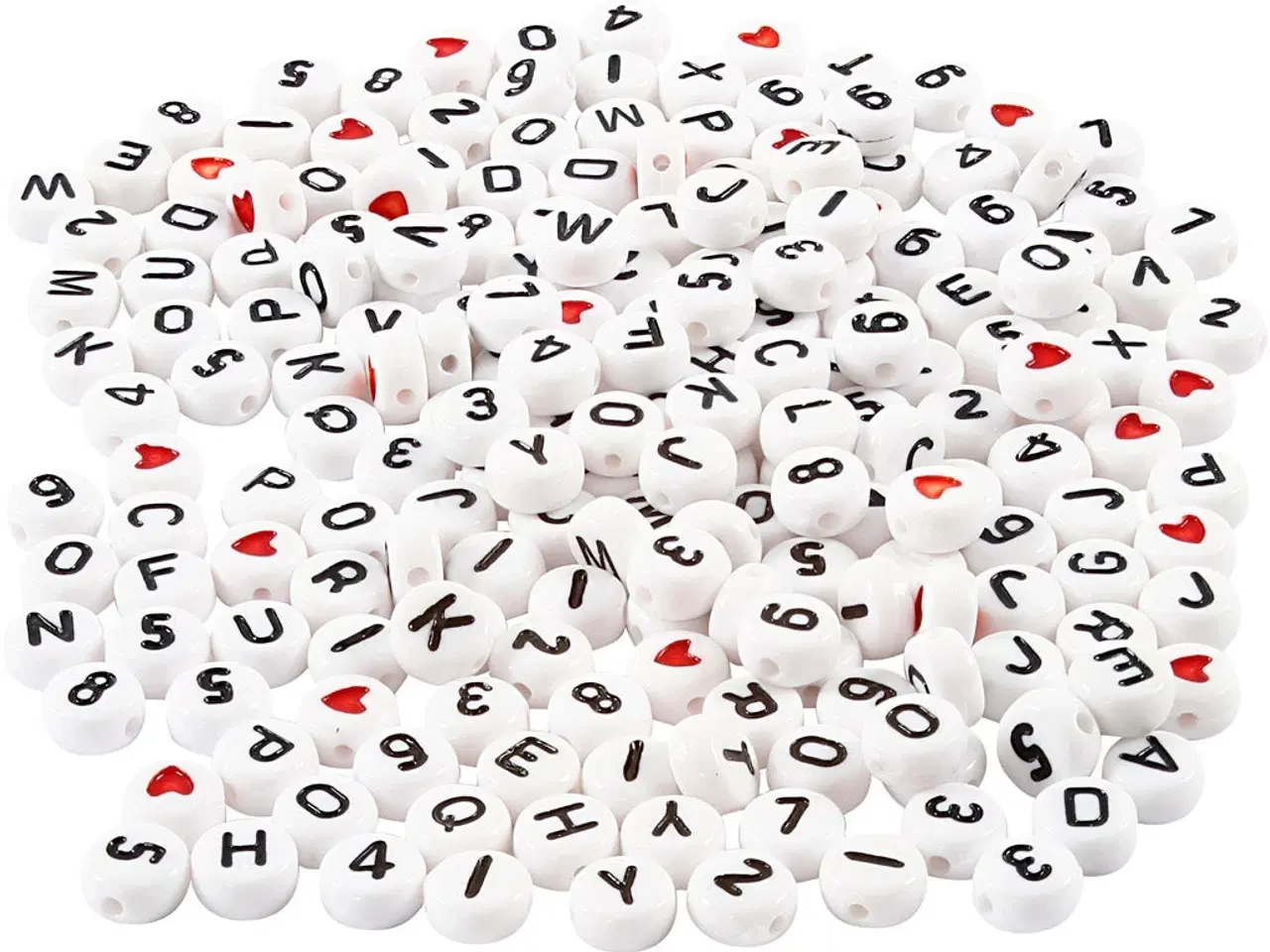 Billede 1 - Bogstavperler, str. 7 mm, hulstr. 1,2 mm, hvid, 200g/ 1 pk.