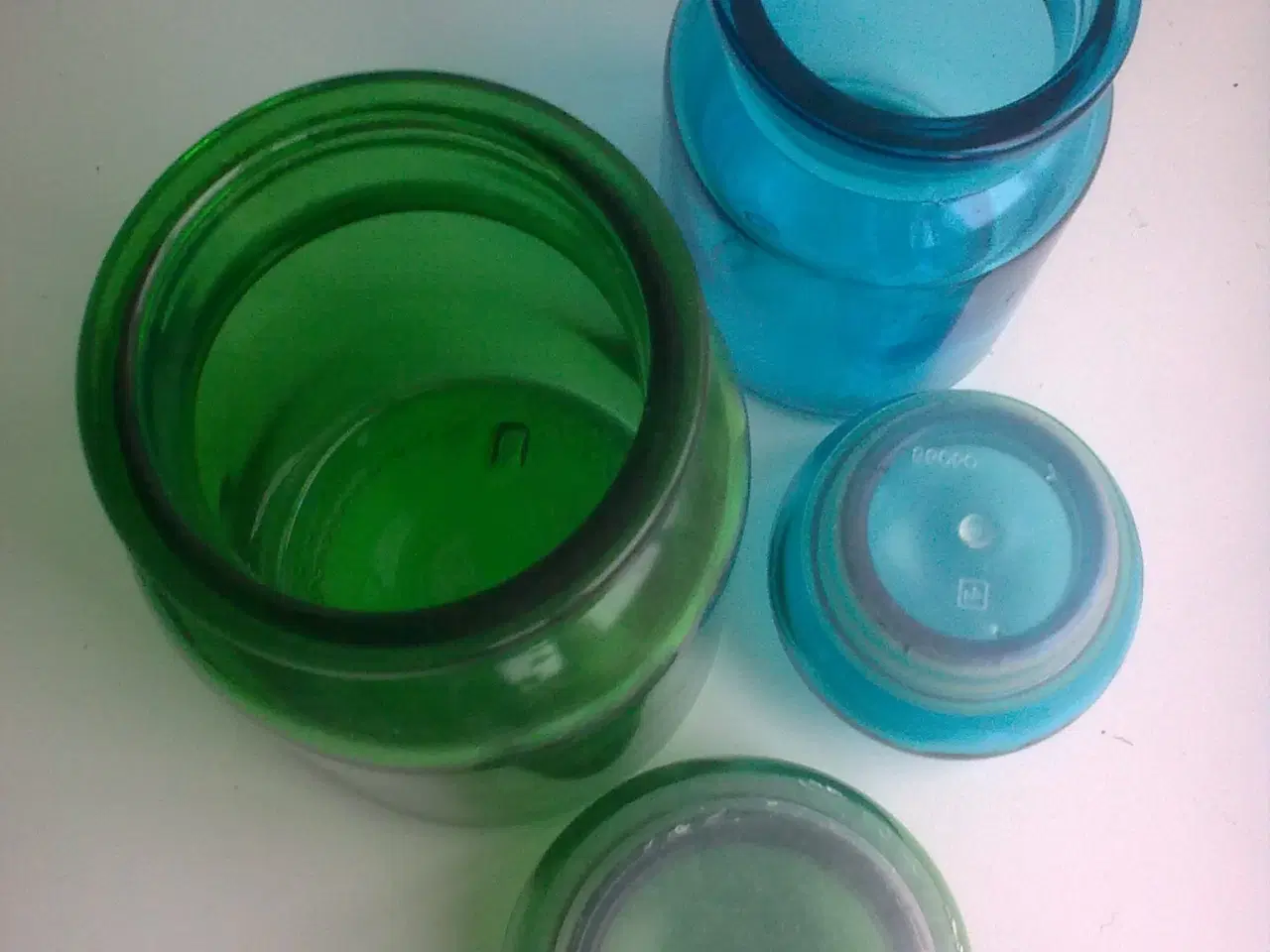 Billede 3 - Farvet glas udvalg af belgisk krukke & APOTEK glas