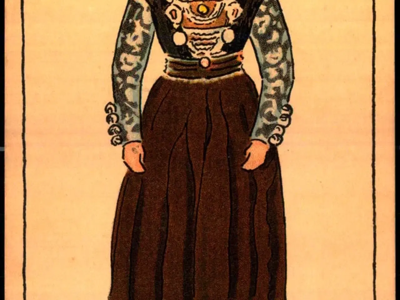 Billede 1 - BW - Dragt fra Hallingerne ca. 1800 - Dansk Folkemuseum - Alfred Jocobsen 41 - Ubrugt