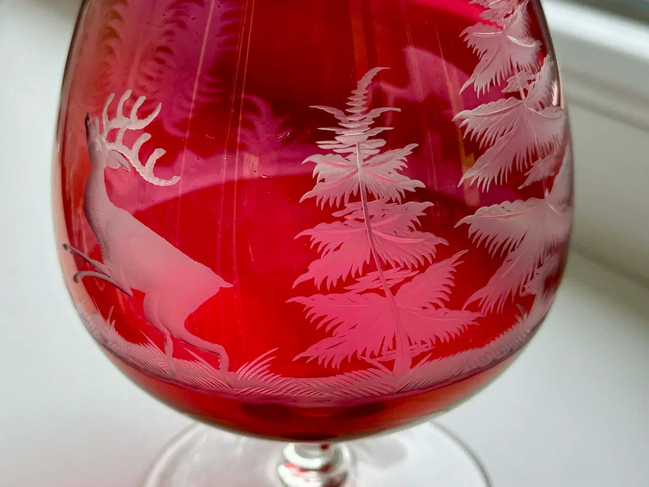 Billede 6 - Smukt vintage rød bøhmisk krystalglas fra 1963