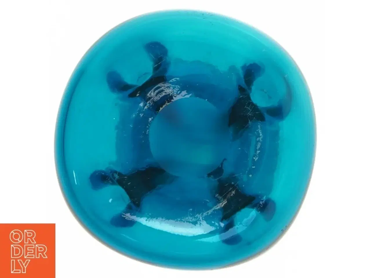 Billede 2 - Blå glasflaske med prop (str. 24 cm)