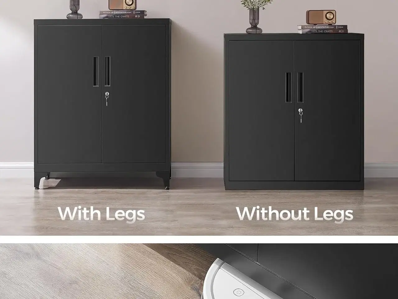 Billede 7 - Opbevaringsskab stål – SONGMICS låsbart skab med 2 døre, justerbare hylder, sort