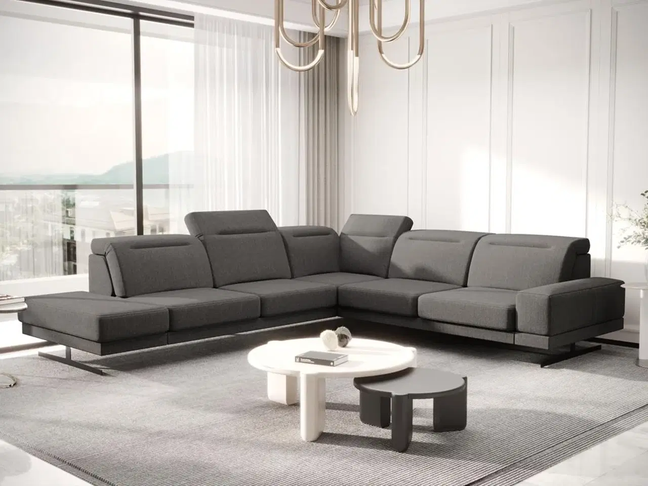 Billede 1 - FIORELLI HJØRNESOFA 300x290 CM Nuancer af grå HØJRE