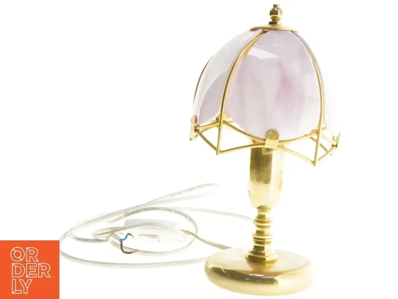 Billede 3 - Lampe med lyserød glaskuppel (str. 23 x 13 cm)