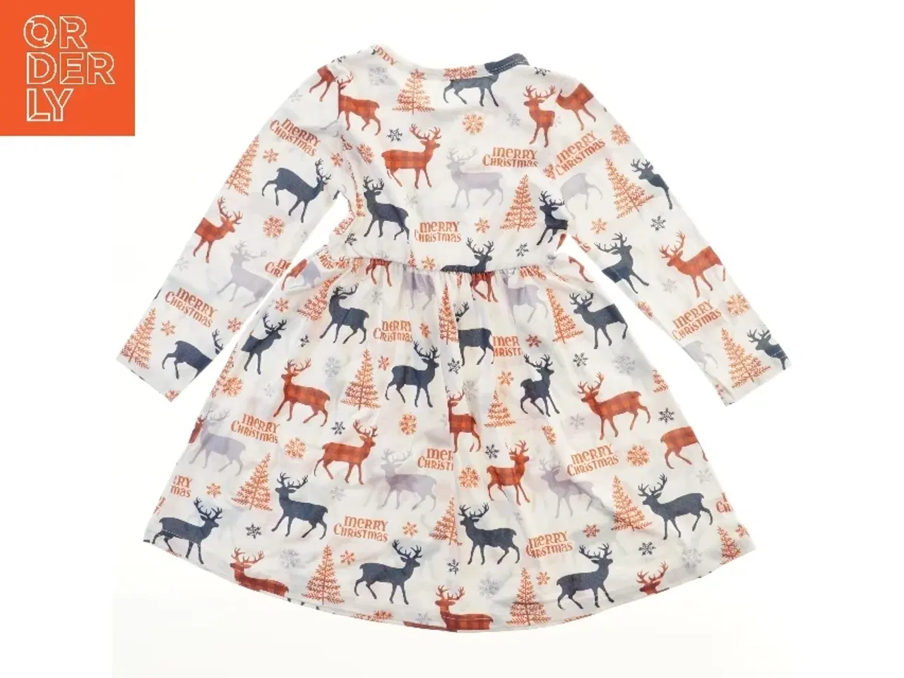 Billede 2 - Julekjole til børn med rensdyr og juletræer (str. 110)