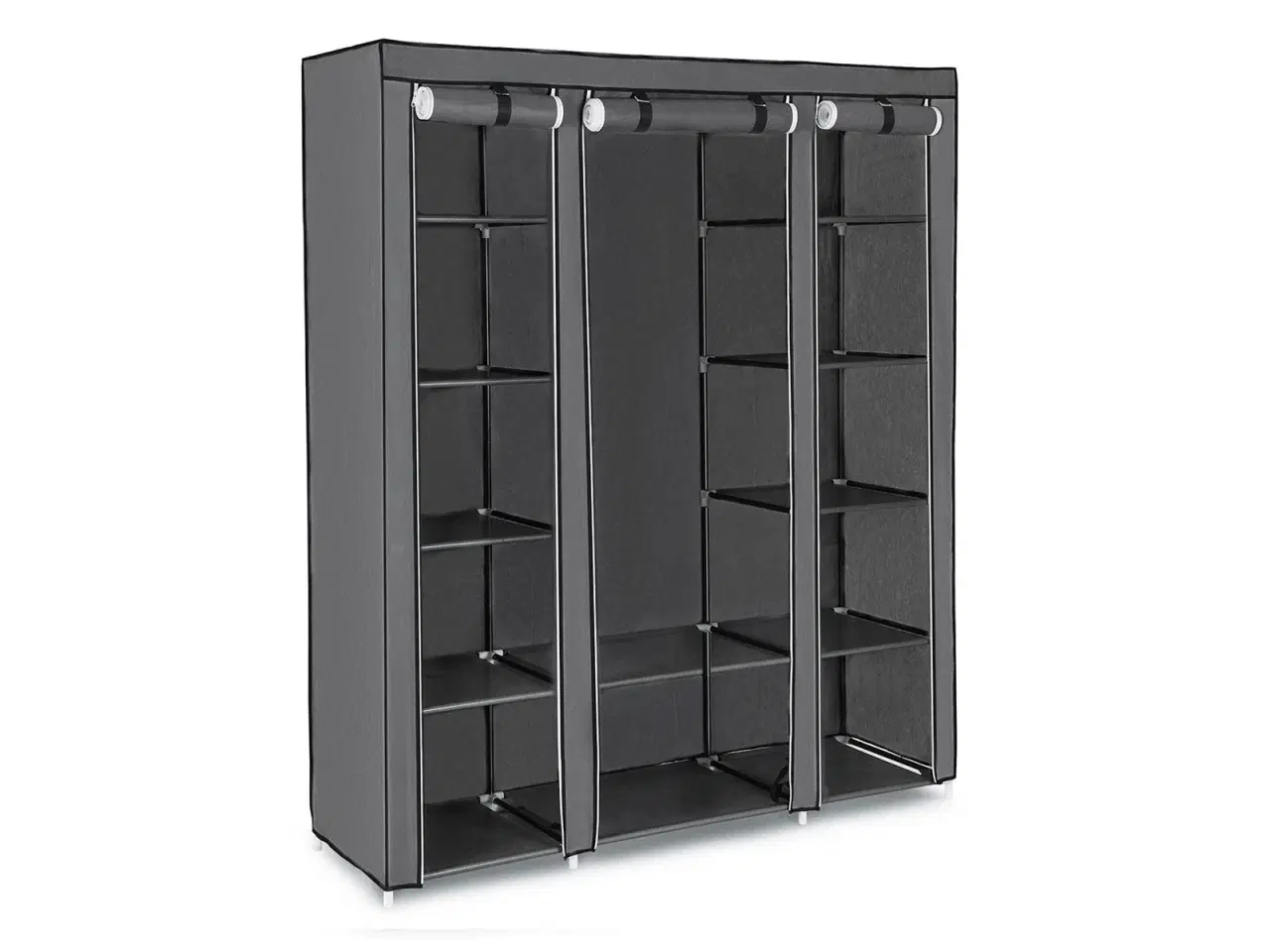 Billede 2 - Garderobeskab stof transportabelt klædeskab med hylder og bøjlestang, grå, 150 × 45 × 175 cm