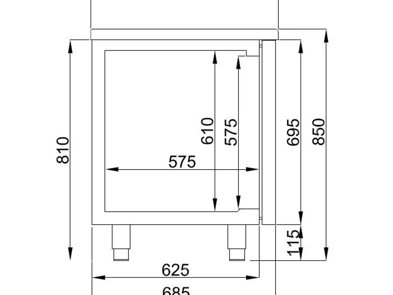 Billede 2 - Kølebord – rustfrit stål - 3x 1/1 GN