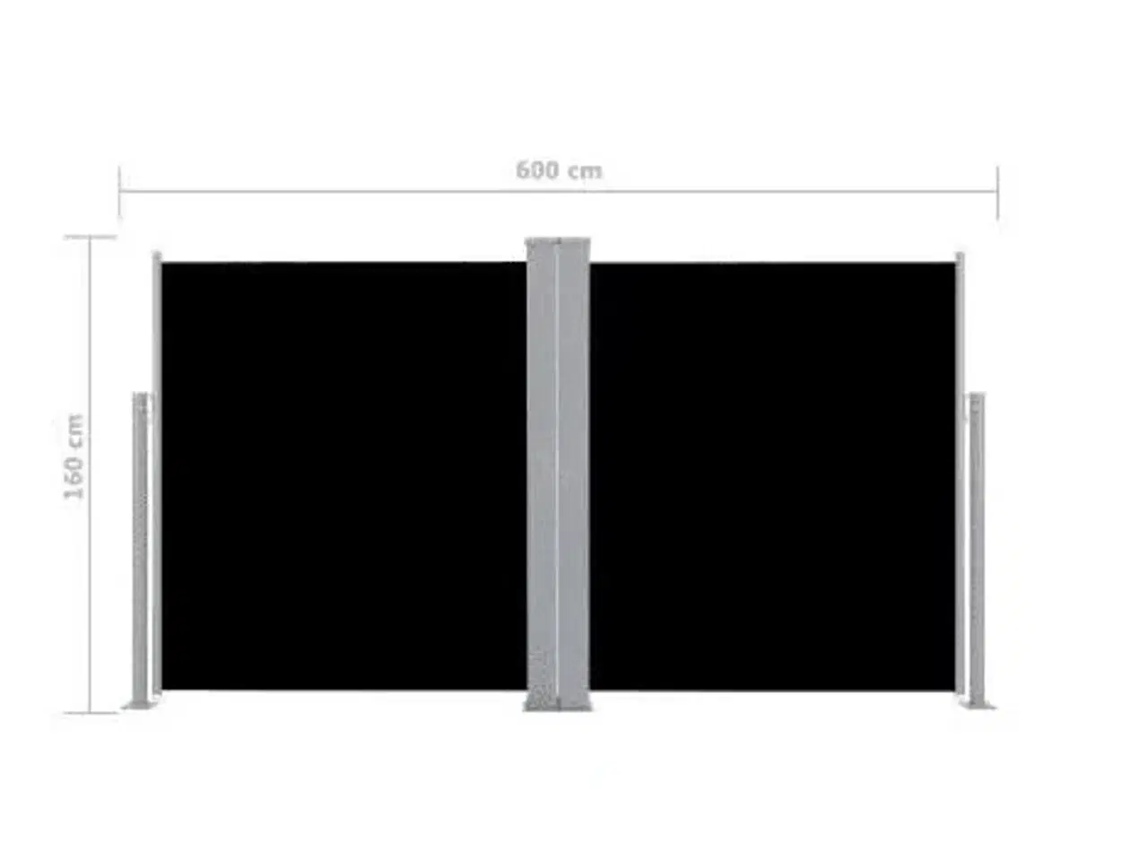 Billede 6 - Sammenrullelig sidemarkise 160x600 cm sort