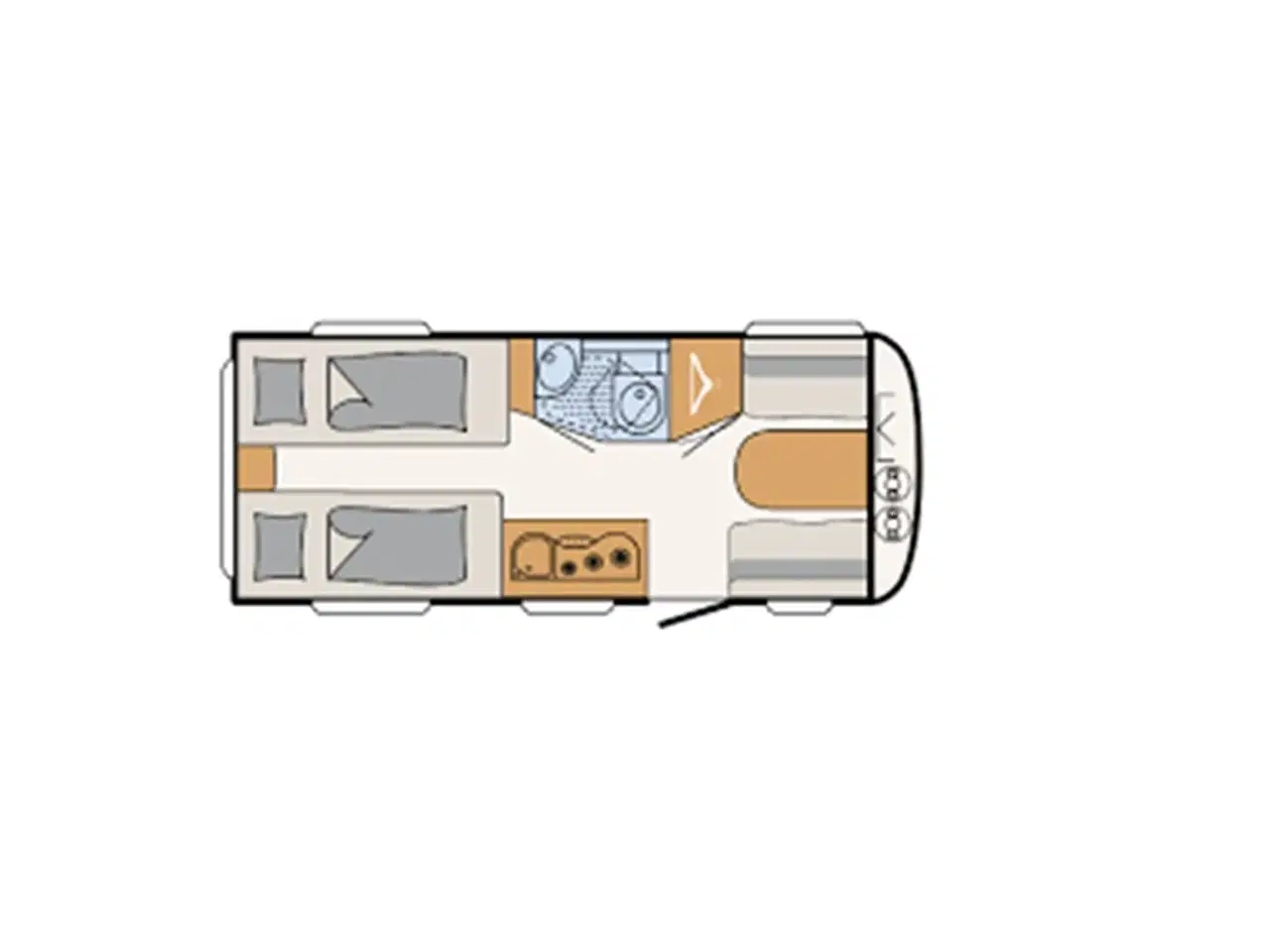 Billede 1 - 2026 - Dethleffs C'joy 460 LE Enkeltsenge med udtræk til dobbeltseng, endesiddegruppe, varmt vand, blæservarme, spildevandstank, kompressorkøleskab