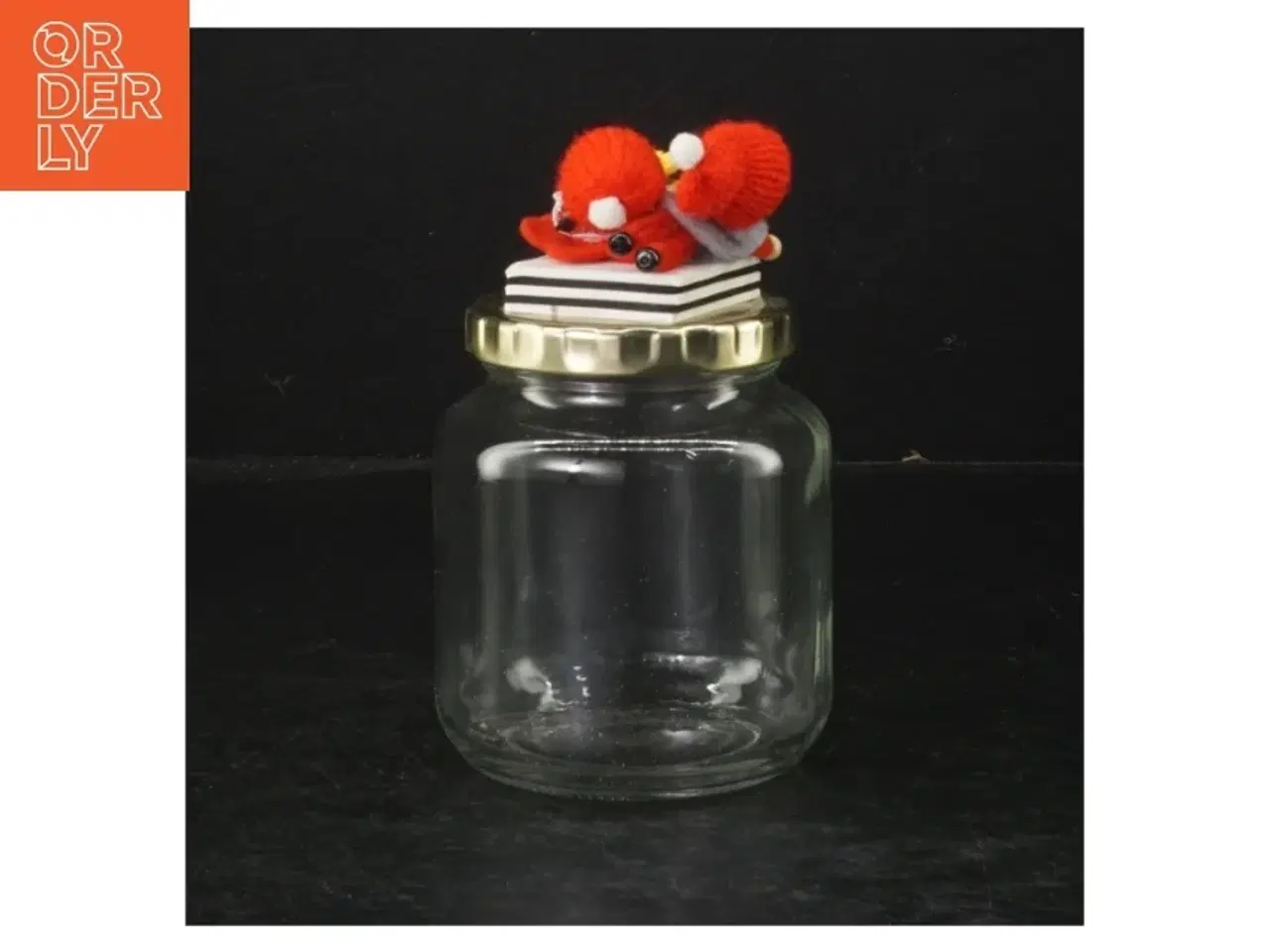 Billede 2 - Glasbeholder med juledekoration (str. Ø. 8 cm. længde, 9,5 cm)