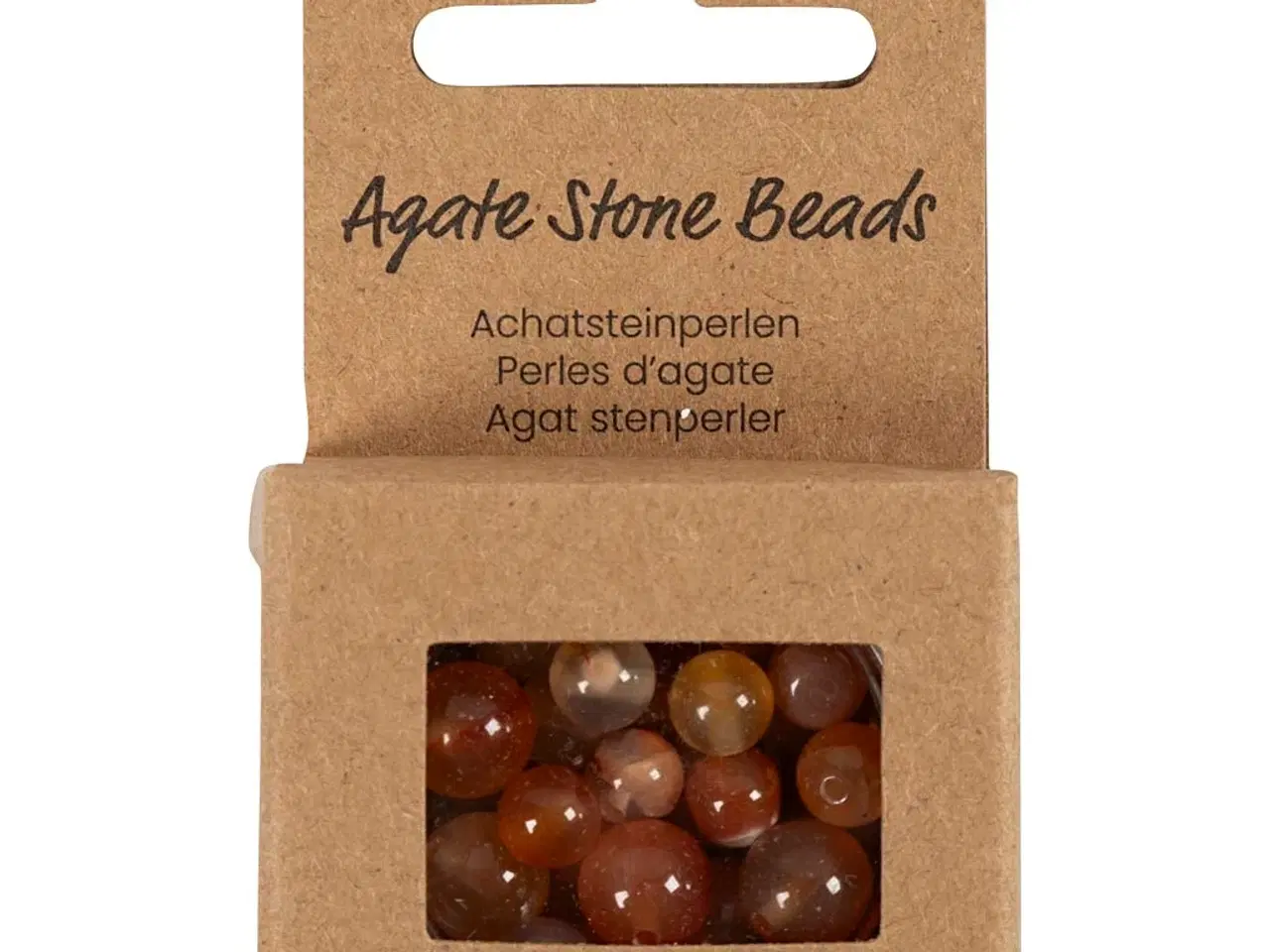 Billede 1 - Agat stenperler, str. 1x10, 12x8, 15x6 mm, hulstr. 0,9-1 mm, lys brun, 28stk./ 1 pk.
