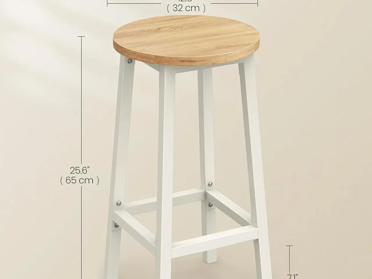 Billede 3 - Barstole med ryglæn VASAGLE – sæt af 2, 65 cm, beige/hvid eg