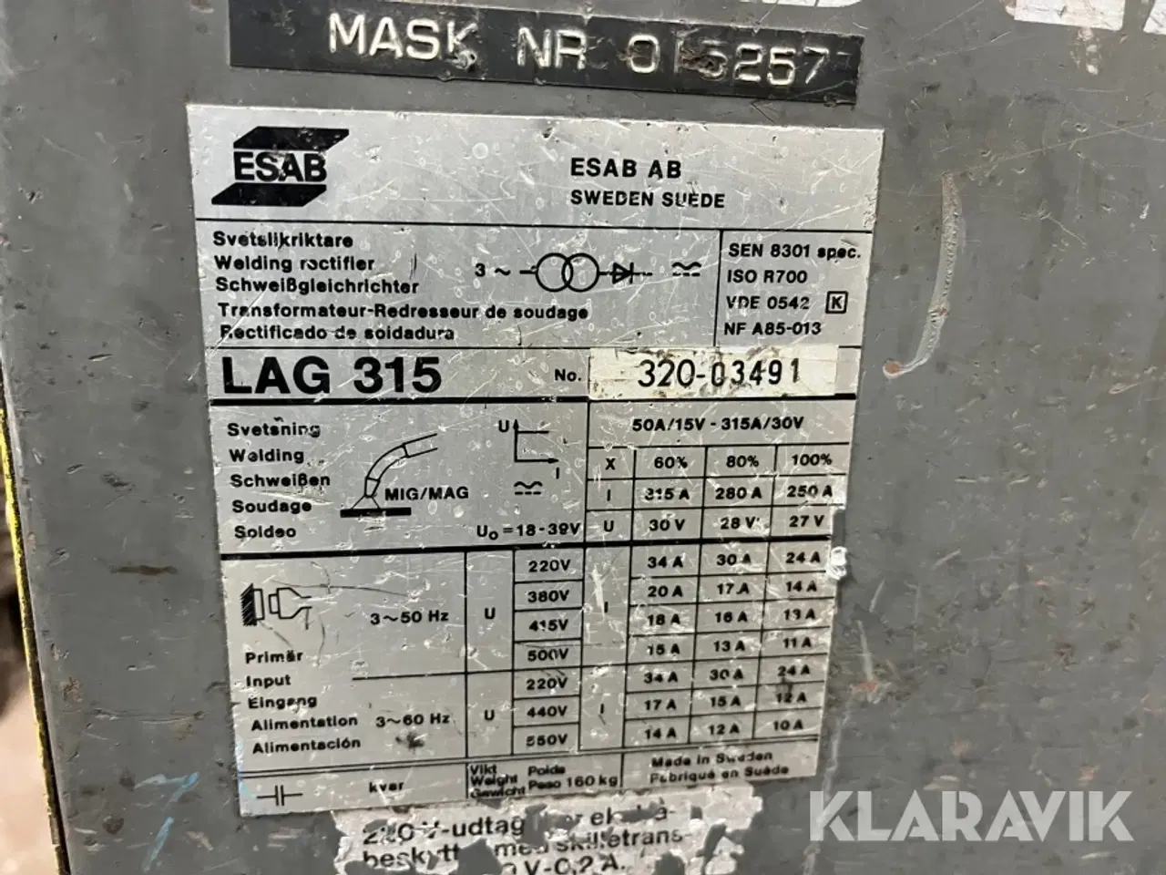 Billede 6 - Svejsemaskine Esab LAG 315