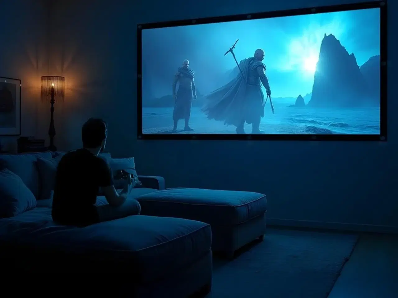 Billede 6 - Projektor lærred 150" Maclean – 330×187 cm, 16:9 kant, ophængskroge