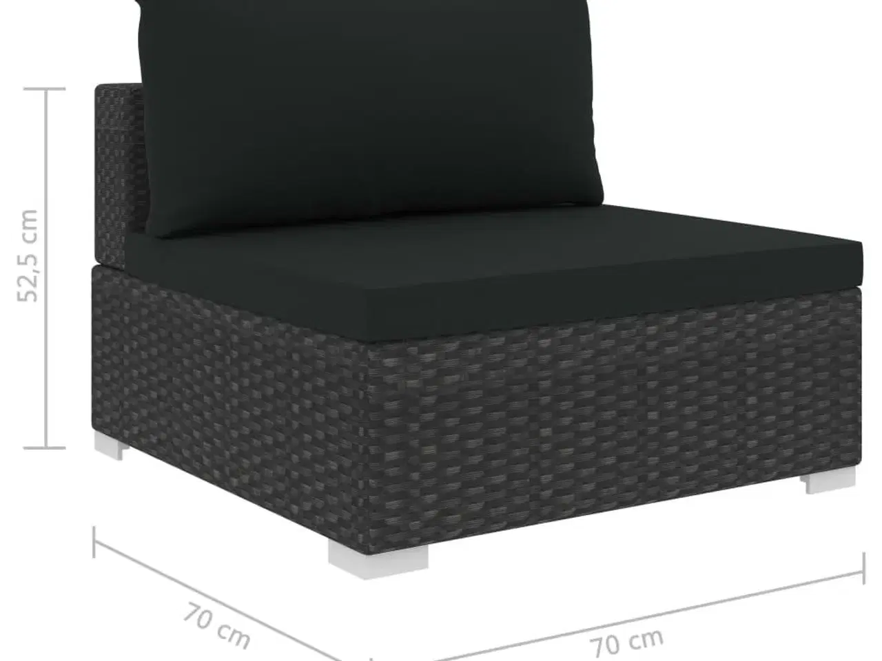 Billede 9 - Haveloungesæt 5 dele med hynder polyrattan sort